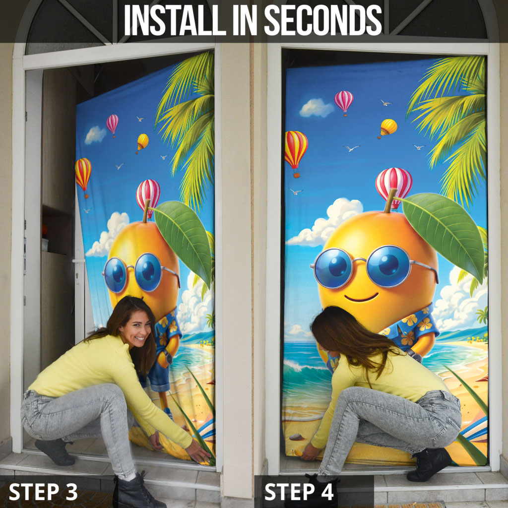 Funny Hawaii Mango Door Cover Tropical Summer Beach Mascot Vacation LT19 - Polynesian Pride