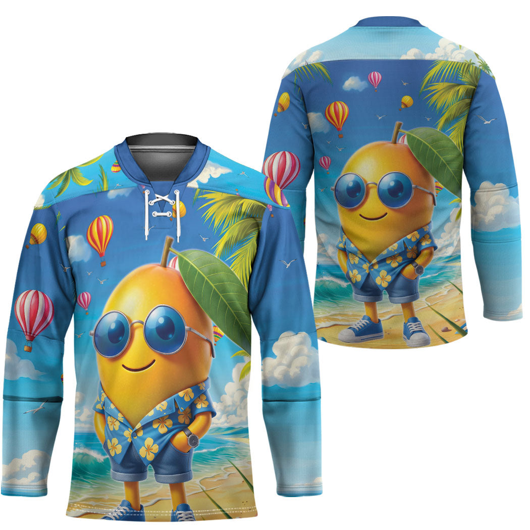 Funny Hawaii Mango Hockey Jersey Tropical Summer Beach Mascot Vacation LT19 - Polynesian Pride