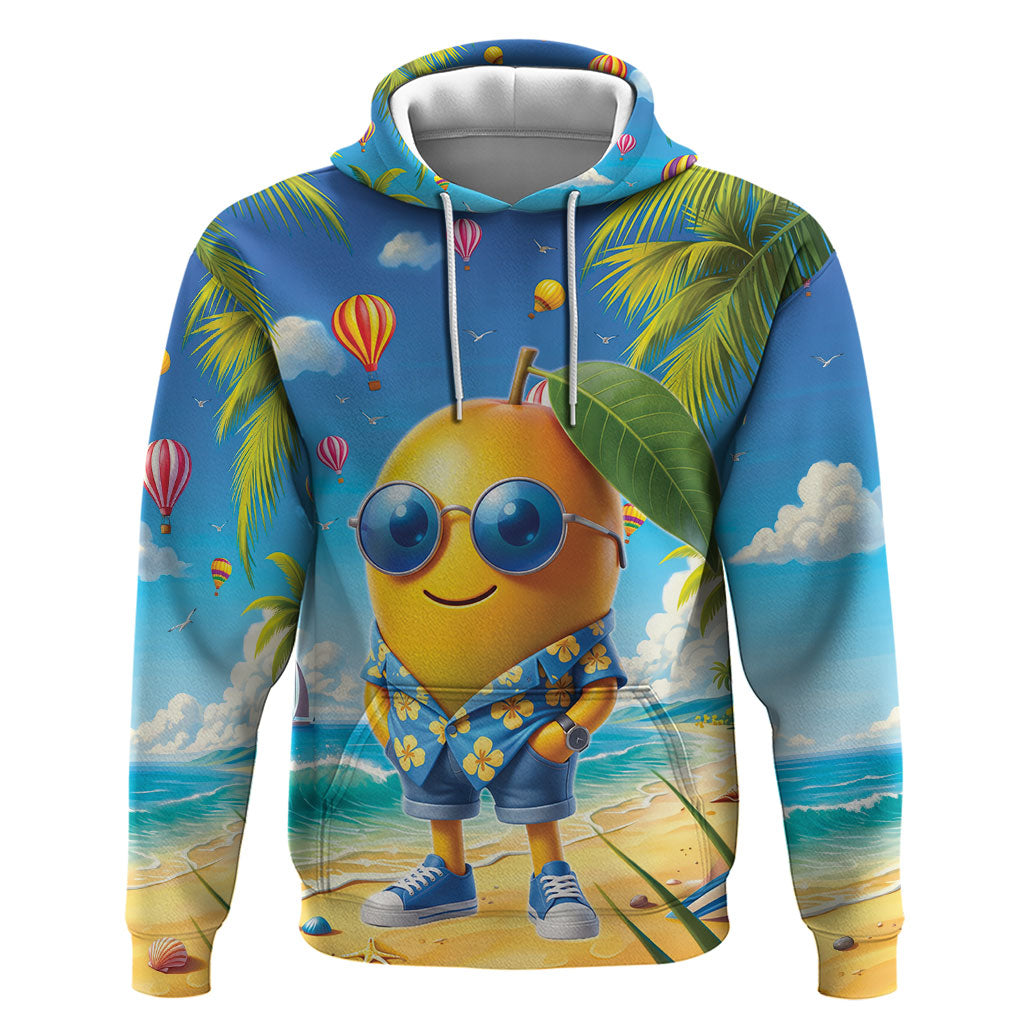 Funny Hawaii Mango Hoodie Tropical Summer Beach Mascot Vacation LT19 Pullover Hoodie Blue - Polynesian Pride