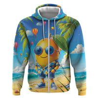 Funny Hawaii Mango Hoodie Tropical Summer Beach Mascot Vacation LT19 Zip Hoodie Blue - Polynesian Pride