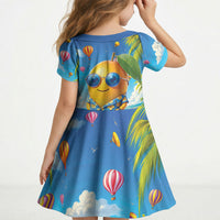 Funny Hawaii Mango Kid Short Sleeve Dress Tropical Summer Beach Mascot Vacation LT19 - Polynesian Pride
