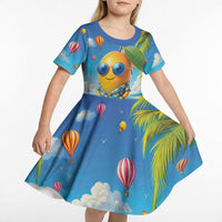 Funny Hawaii Mango Kid Short Sleeve Dress Tropical Summer Beach Mascot Vacation LT19 - Polynesian Pride