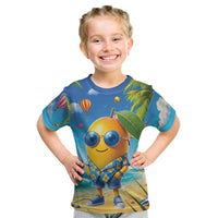 Funny Hawaii Mango Kid T Shirt Tropical Summer Beach Mascot Vacation LT19 Blue - Polynesian Pride
