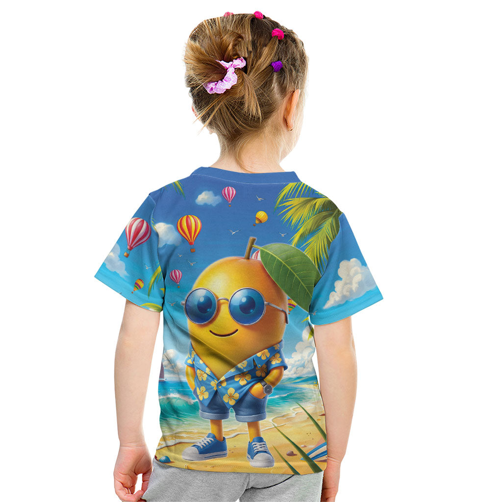 Funny Hawaii Mango Kid T Shirt Tropical Summer Beach Mascot Vacation LT19 - Polynesian Pride