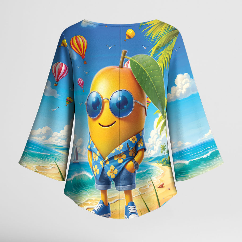 Funny Hawaii Mango Kimono Sleeve Blouse Tropical Summer Beach Mascot Vacation LT19 - Polynesian Pride
