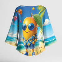 Funny Hawaii Mango Kimono Sleeve Blouse Tropical Summer Beach Mascot Vacation LT19 - Polynesian Pride