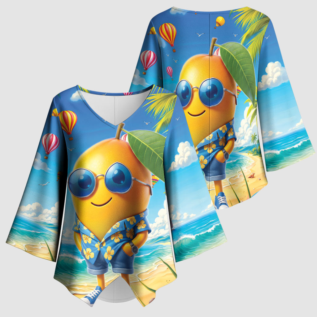 Funny Hawaii Mango Kimono Sleeve Blouse Tropical Summer Beach Mascot Vacation LT19 - Polynesian Pride