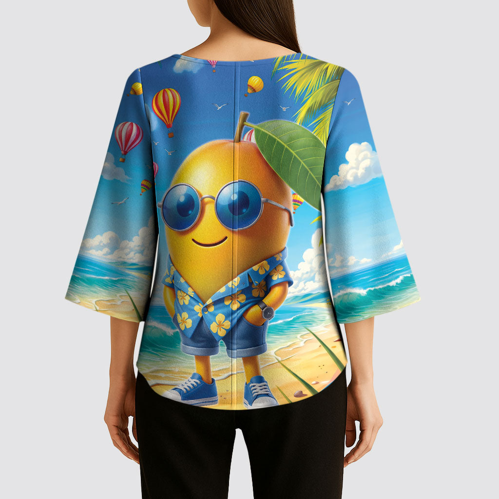Funny Hawaii Mango Kimono Sleeve Blouse Tropical Summer Beach Mascot Vacation LT19 - Polynesian Pride