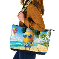 Funny Hawaii Mango Leather Tote Bag Tropical Summer Beach Mascot Vacation LT19 Blue - Polynesian Pride