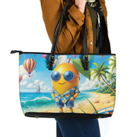Funny Hawaii Mango Leather Tote Bag Tropical Summer Beach Mascot Vacation LT19 - Polynesian Pride