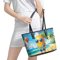 Funny Hawaii Mango Leather Tote Bag Tropical Summer Beach Mascot Vacation LT19 - Polynesian Pride