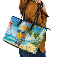 Funny Hawaii Mango Leather Tote Bag Tropical Summer Beach Mascot Vacation LT19 - Polynesian Pride