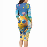 Funny Hawaii Mango Long Sleeve Bodycon Dress Tropical Summer Beach Mascot Vacation LT19 - Polynesian Pride