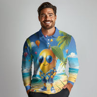 Funny Hawaii Mango Long Sleeve Polo Shirt Tropical Summer Beach Mascot Vacation LT19 - Polynesian Pride