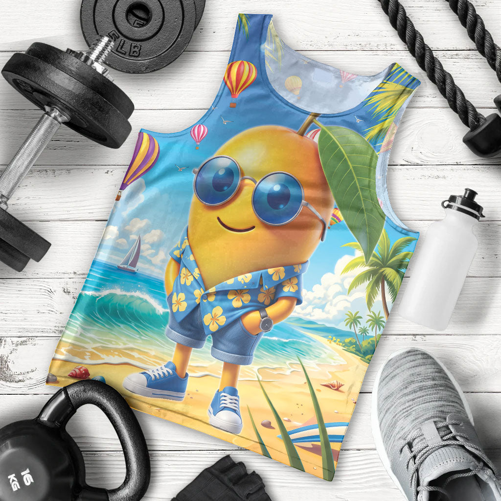 Funny Hawaii Mango Men Tank Top Tropical Summer Beach Mascot Vacation LT19 - Polynesian Pride