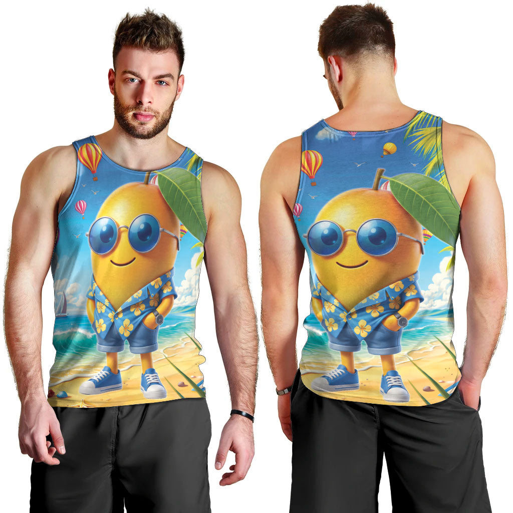 Funny Hawaii Mango Men Tank Top Tropical Summer Beach Mascot Vacation LT19 - Polynesian Pride