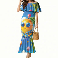 Funny Hawaii Mango Mermaid Dress Tropical Summer Beach Mascot Vacation LT19 Women Blue - Polynesian Pride