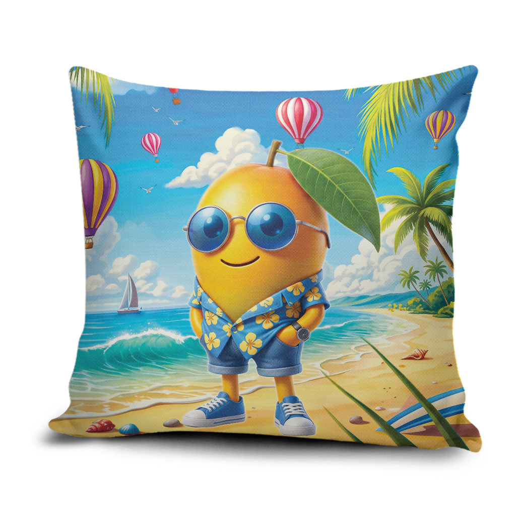 Funny Hawaii Mango Pillow Cover Tropical Summer Beach Mascot Vacation LT19 Blue - Polynesian Pride