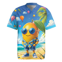 Funny Hawaii Mango Rugby Jersey Tropical Summer Beach Mascot Vacation LT19 Blue - Polynesian Pride
