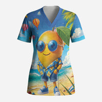Funny Hawaii Mango Scrub Top Tropical Summer Beach Mascot Vacation LT19 Adult Blue - Polynesian Pride