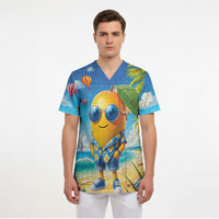 Funny Hawaii Mango Scrub Top Tropical Summer Beach Mascot Vacation LT19 - Polynesian Pride