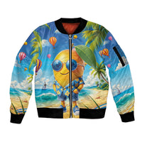 Funny Hawaii Mango Sleeve Zip Bomber Jacket Tropical Summer Beach Mascot Vacation LT19 Unisex Blue - Polynesian Pride