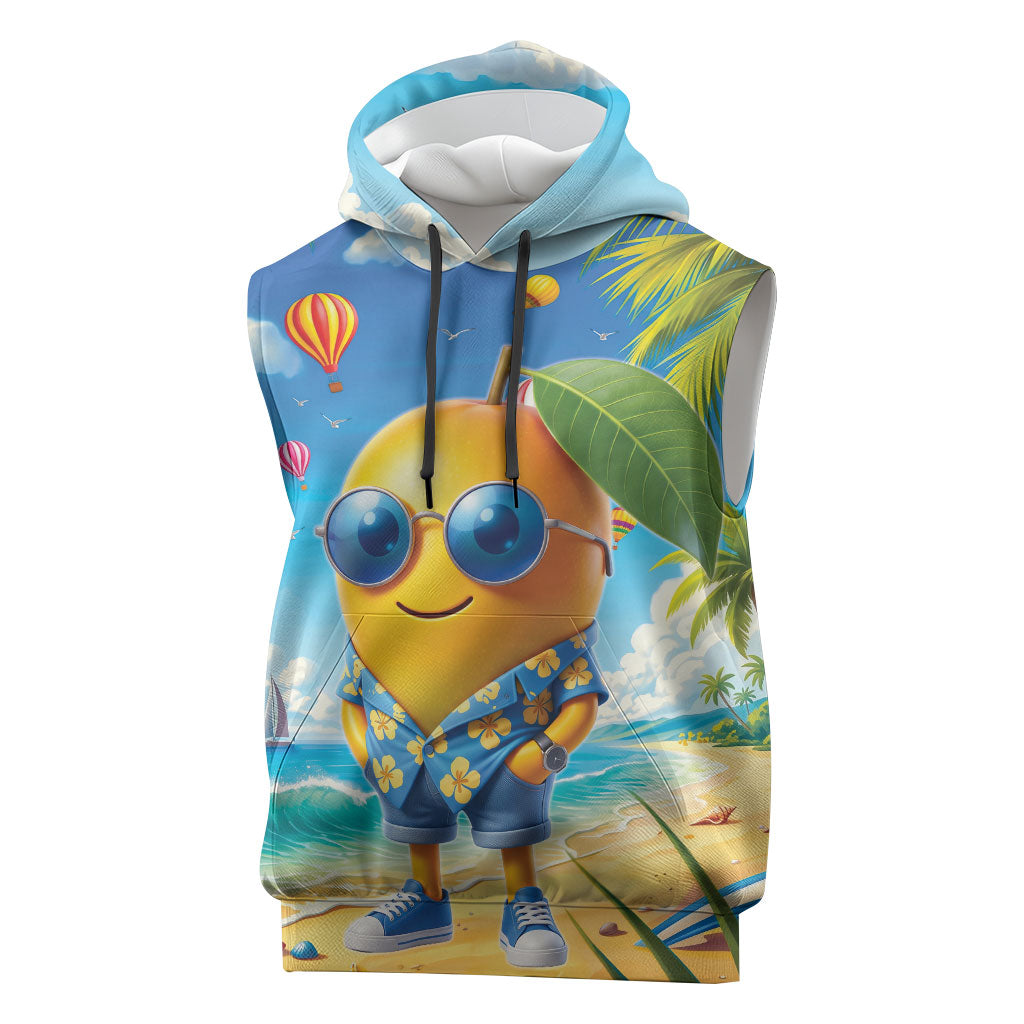 Funny Hawaii Mango Sleeveless Hoodie Tropical Summer Beach Mascot Vacation LT19 Blue - Polynesian Pride