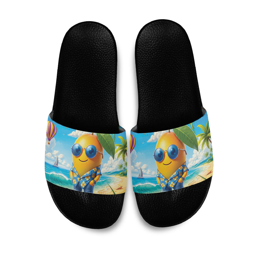 Funny Hawaii Mango Slide Sandals Tropical Summer Beach Mascot Vacation LT19 Blue - Polynesian Pride
