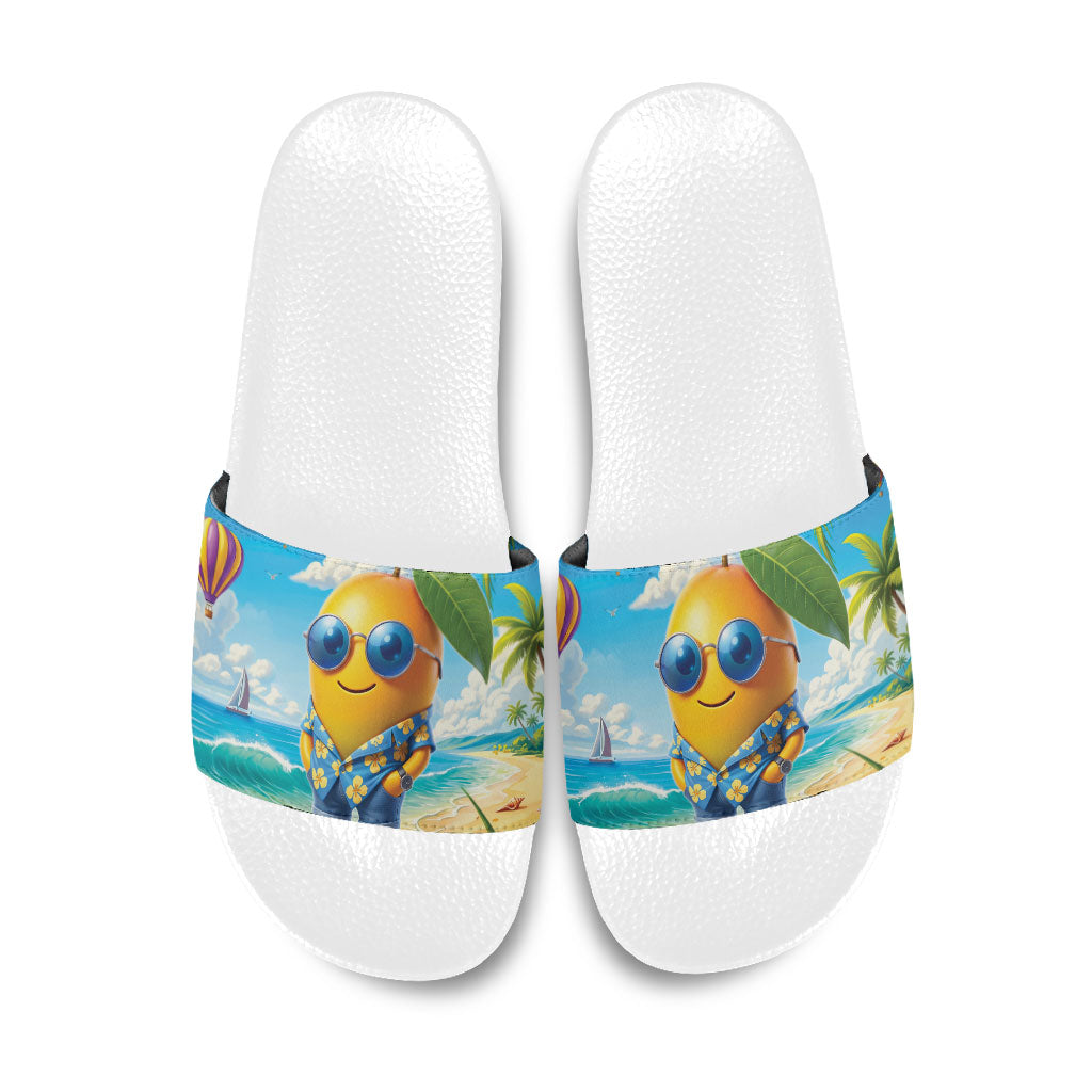 Funny Hawaii Mango Slide Sandals Tropical Summer Beach Mascot Vacation LT19 Blue - Polynesian Pride