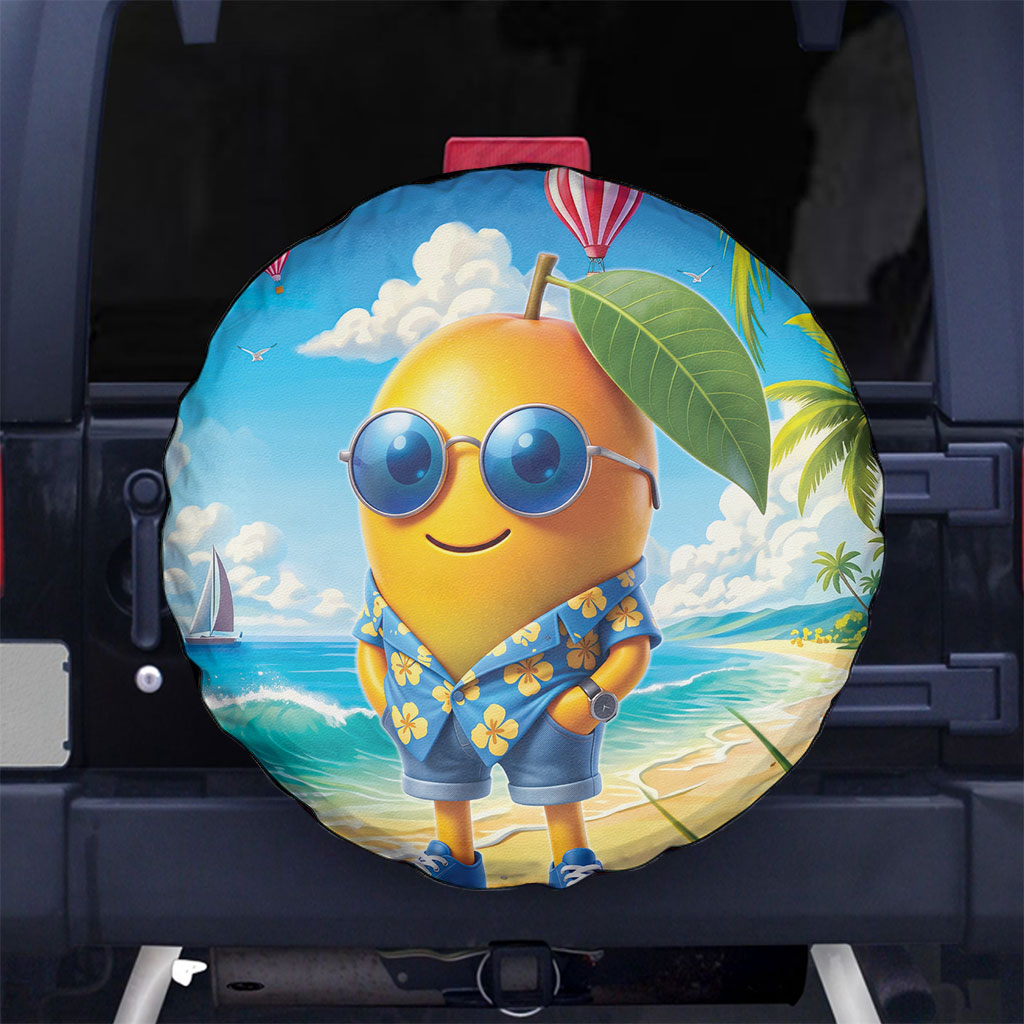 Funny Hawaii Mango Spare Tire Cover Tropical Summer Beach Mascot Vacation LT19 No hole Blue - Polynesian Pride