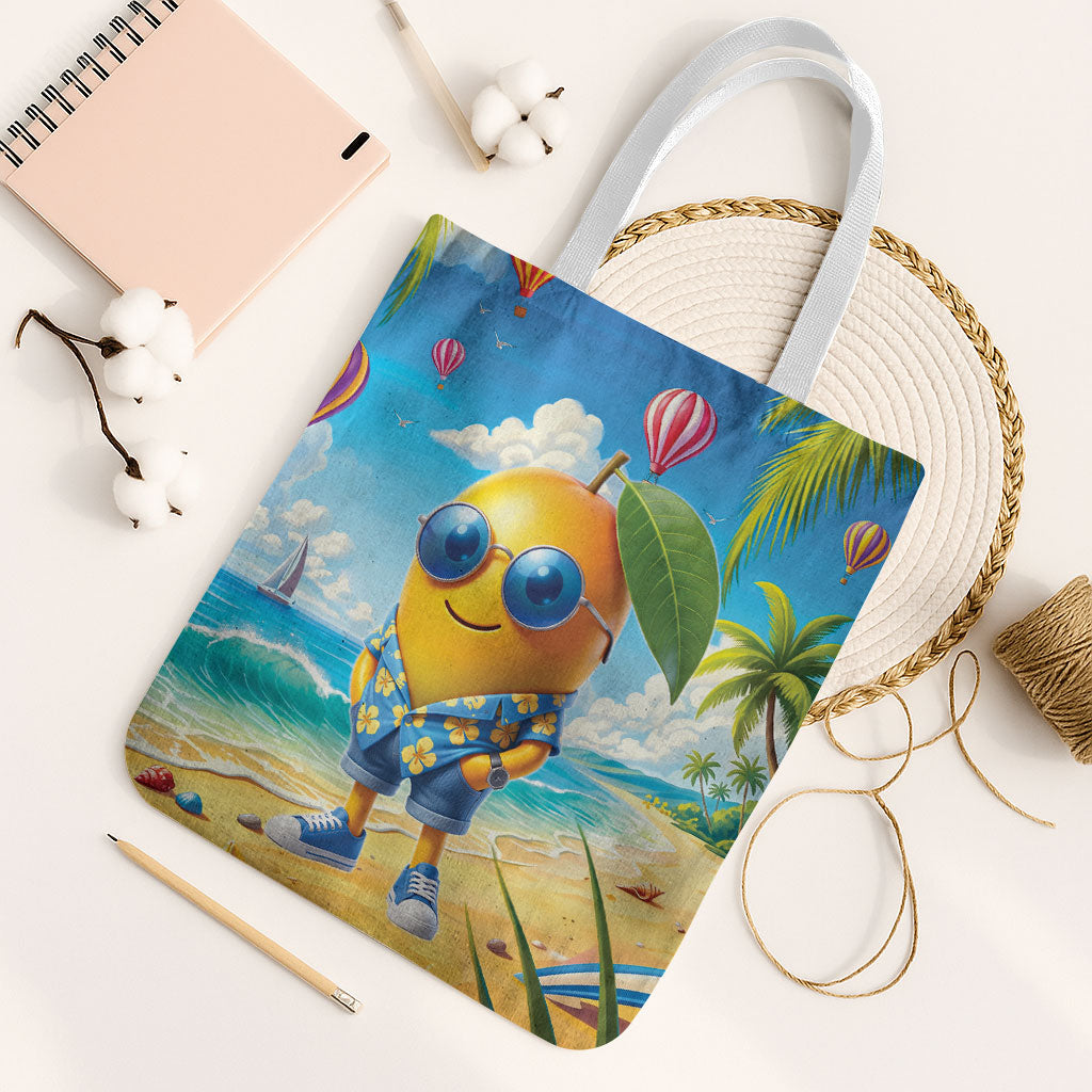 Funny Hawaii Mango Tote Bag Tropical Summer Beach Mascot Vacation LT19 White Strap One Size Blue - Polynesian Pride