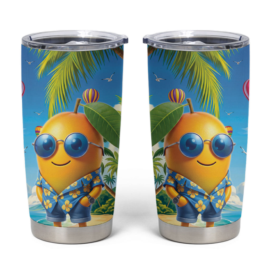 Funny Hawaii Mango Tumbler Cup Tropical Summer Beach Mascot Vacation LT19 Blue - Polynesian Pride