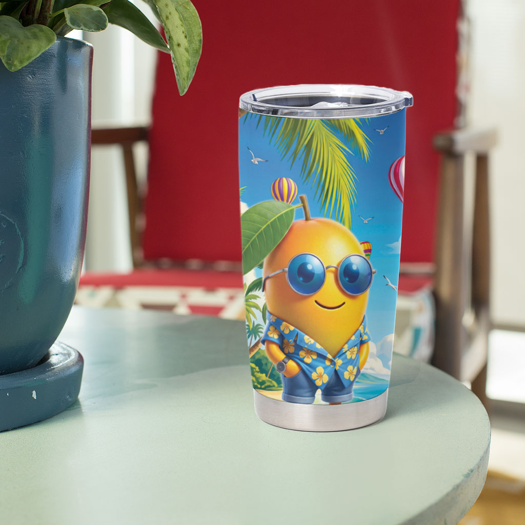 Funny Hawaii Mango Tumbler Cup Tropical Summer Beach Mascot Vacation LT19 - Polynesian Pride