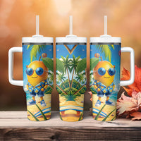 Funny Hawaii Mango Tumbler With Handle Tropical Summer Beach Mascot Vacation LT19 - Polynesian Pride
