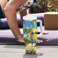 Funny Hawaii Mango Tumbler With Handle Tropical Summer Beach Mascot Vacation LT19 - Polynesian Pride