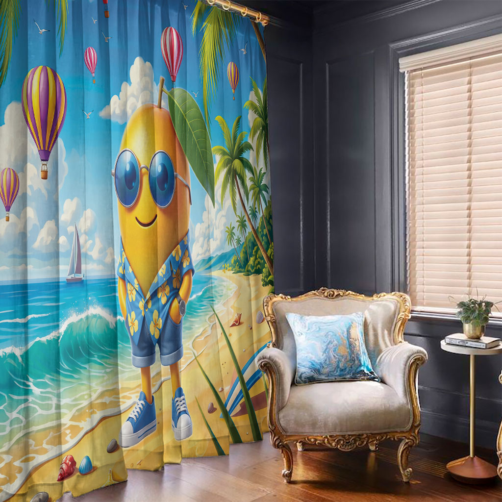 Funny Hawaii Mango Window Curtain Tropical Summer Beach Mascot Vacation LT19 - Polynesian Pride