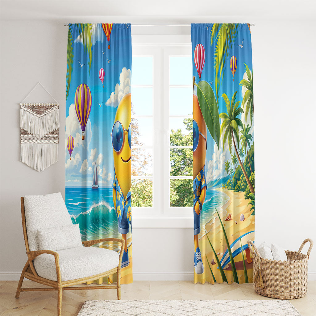 Funny Hawaii Mango Window Curtain Tropical Summer Beach Mascot Vacation LT19 - Polynesian Pride