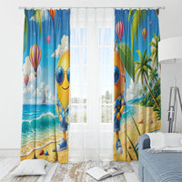 Funny Hawaii Mango Window Curtain Tropical Summer Beach Mascot Vacation LT19 - Polynesian Pride