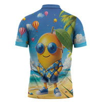 Funny Hawaii Mango Zipper Polo Shirt Tropical Summer Beach Mascot Vacation LT19 - Polynesian Pride