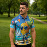 Funny Hawaii Mango Zipper Polo Shirt Tropical Summer Beach Mascot Vacation LT19 - Polynesian Pride