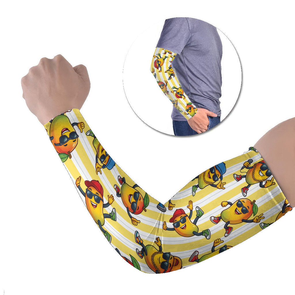 Funny Hawaii Mango Hip Hop Cartoon Arm Sleeves Summer Beach Party LT19 Set of 2 Yellow - Polynesian Pride