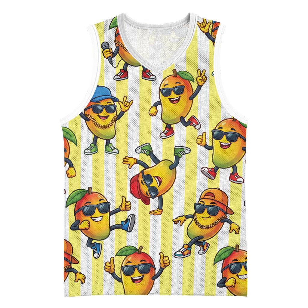 Funny Hawaii Mango Hip Hop Cartoon Basketball Jersey Summer Beach Party LT19 Unisex Yellow - Polynesian Pride