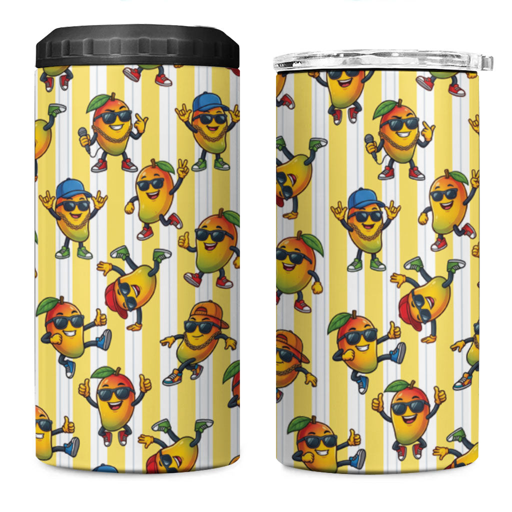Funny Hawaii Mango Hip Hop Cartoon 4 in 1 Can Cooler Tumbler Summer Beach Party LT19 One Size: 16 oz Yellow - Polynesian Pride