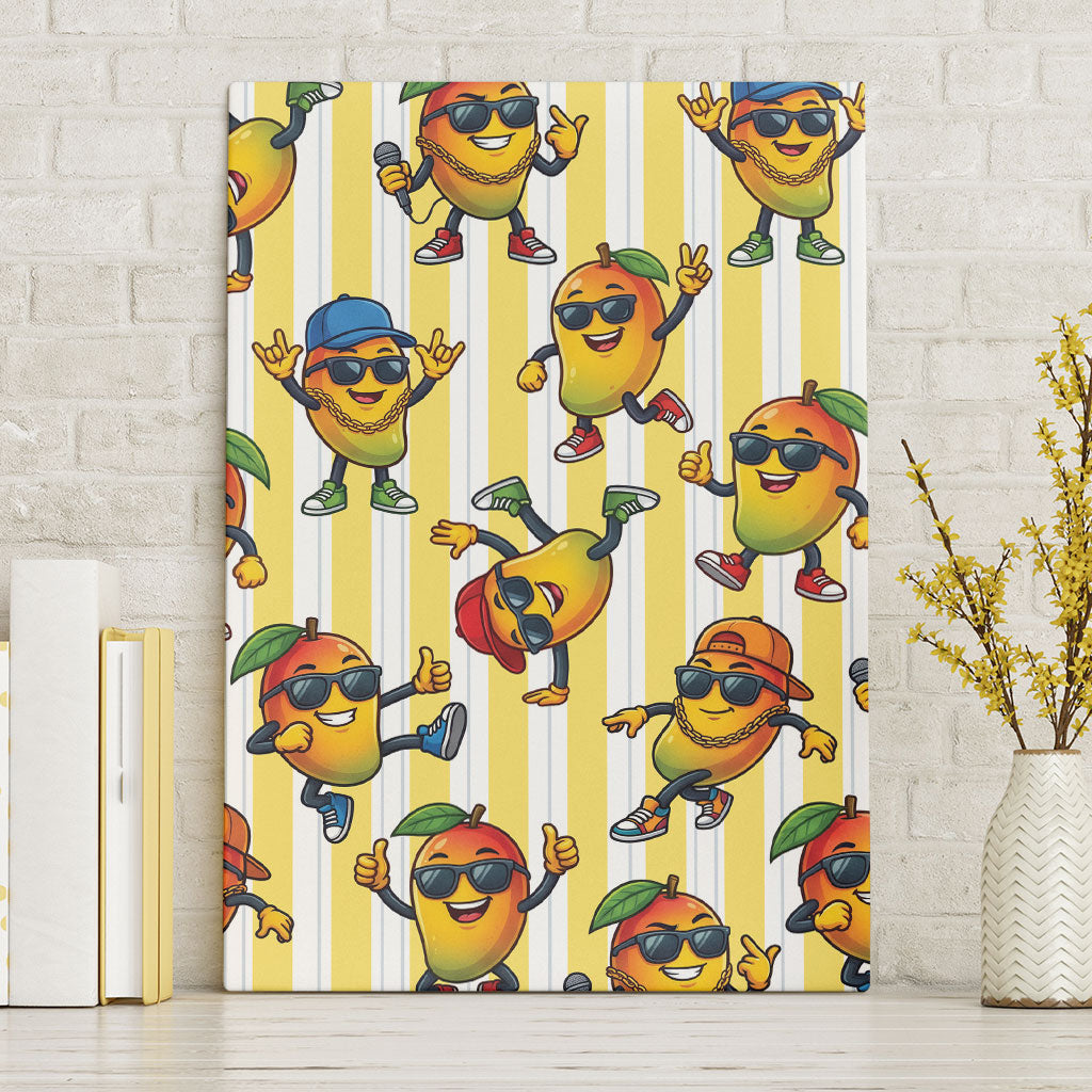 Funny Hawaii Mango Hip Hop Cartoon Canvas Wall Art Summer Beach Party LT19 Without Frame Yellow - Polynesian Pride
