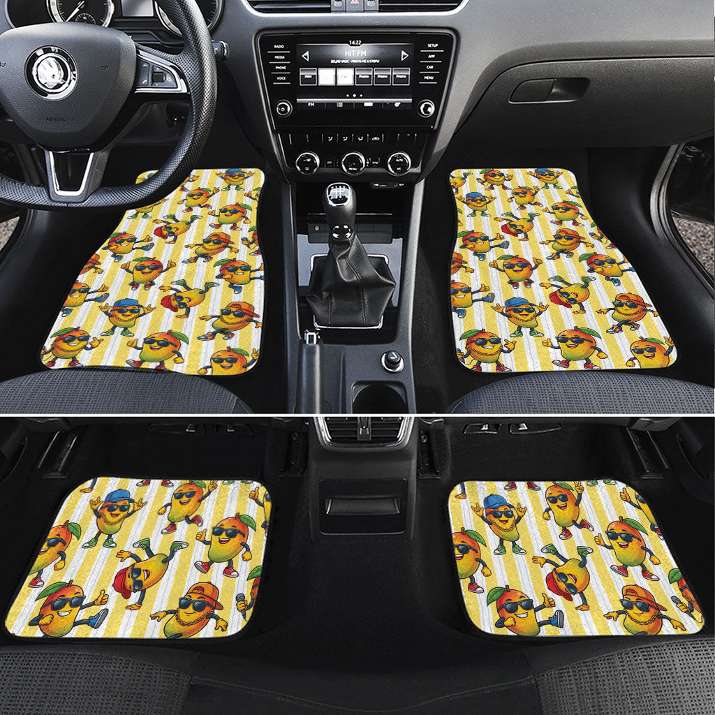 Funny Hawaii Mango Hip Hop Cartoon Car Mats Summer Beach Party LT19 Set 4pcs Yellow - Polynesian Pride
