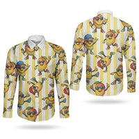 Funny Hawaii Mango Hip Hop Cartoon Couples Matching Off Shoulder Maxi Dress and Long Sleeve Button Shirt Summer Beach Party LT19 - Polynesian Pride