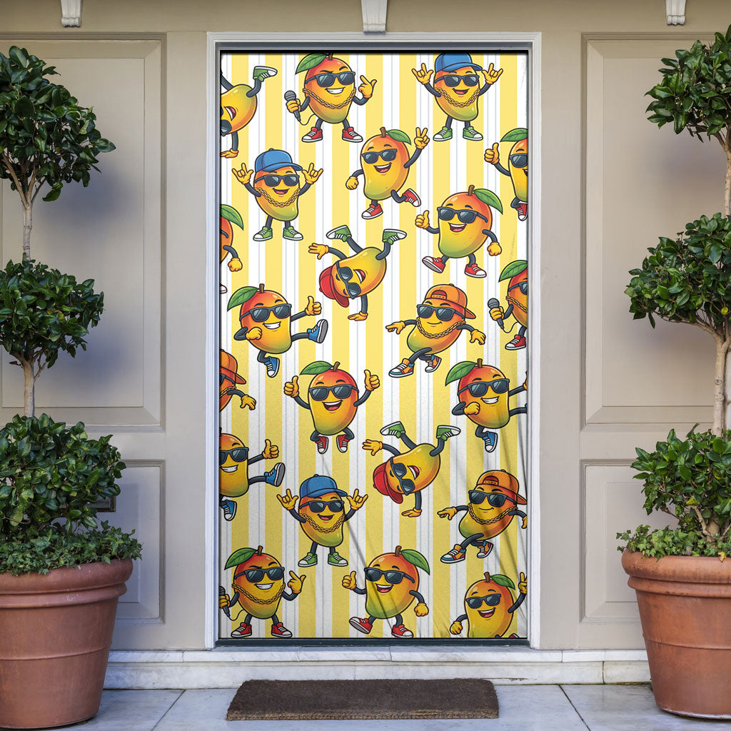 Funny Hawaii Mango Hip Hop Cartoon Door Cover Summer Beach Party LT19 Yellow - Polynesian Pride