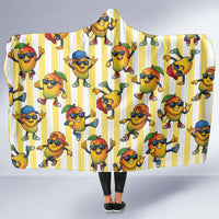 Funny Hawaii Mango Hip Hop Cartoon Hooded Blanket Summer Beach Party LT19 One Size Yellow - Polynesian Pride