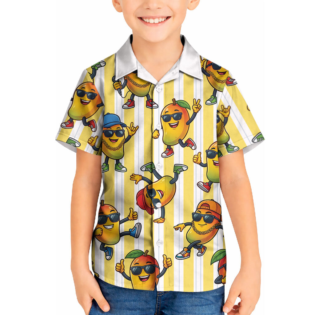 Funny Hawaii Mango Hip Hop Cartoon Kid Hawaiian Shirt Summer Beach Party LT19 Kid Yellow - Polynesian Pride