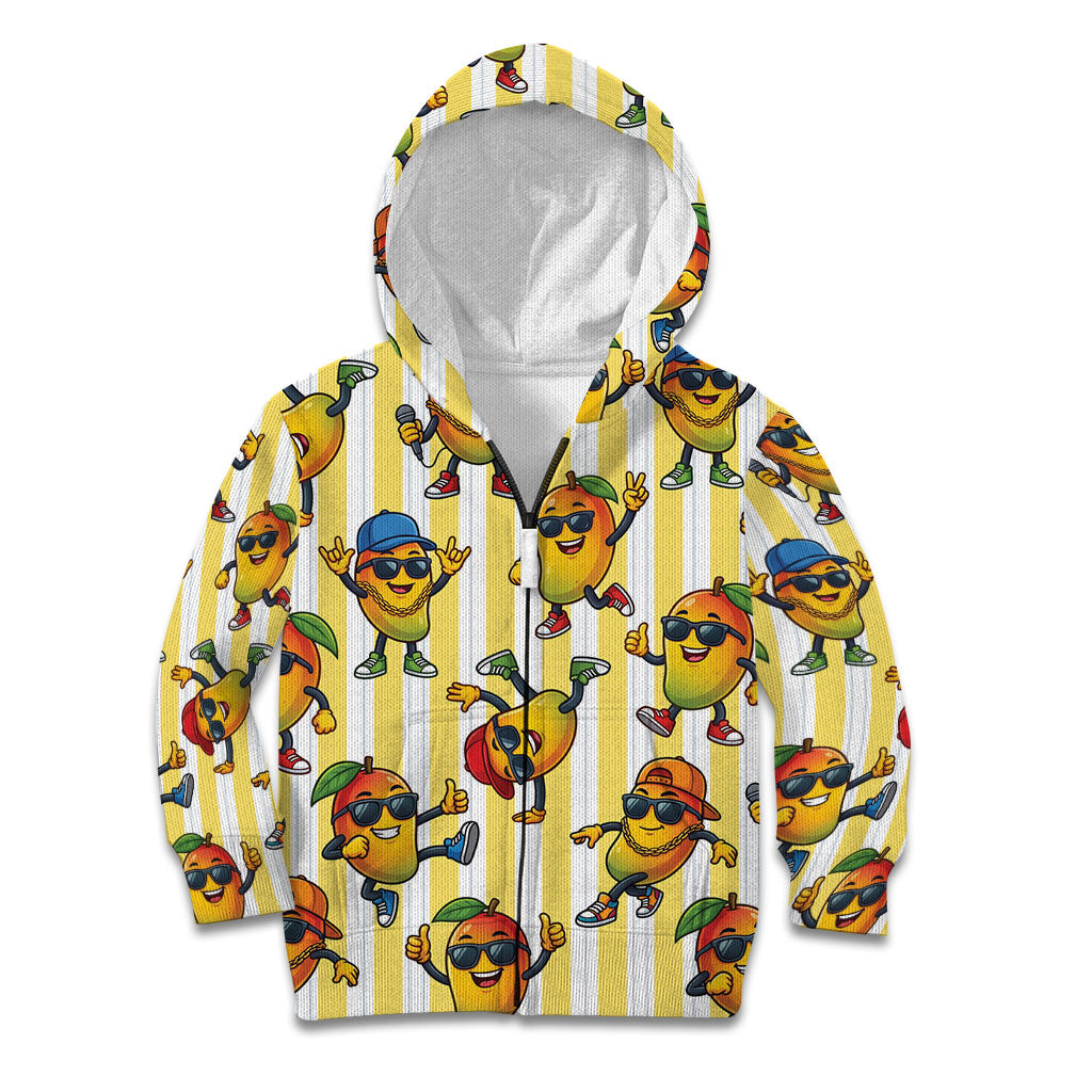 Funny Hawaii Mango Hip Hop Cartoon Kid Hoodie Summer Beach Party LT19 Zip Hoodie Yellow - Polynesian Pride